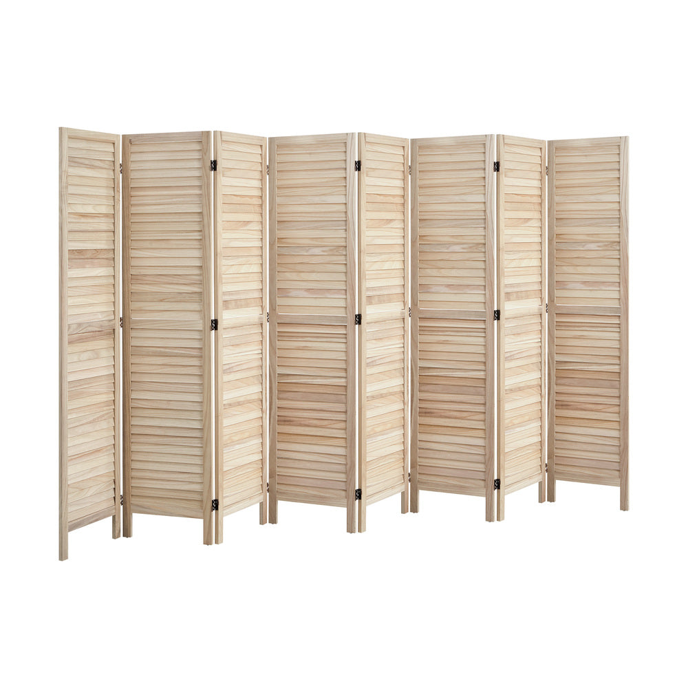 8 Panel Timber Wooden Room Divider Natural