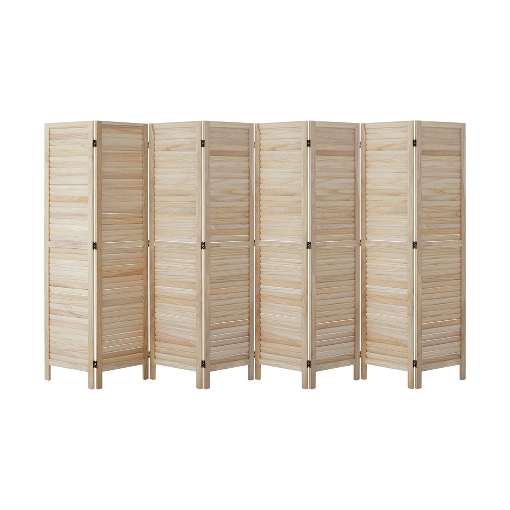 8 Panel Timber Wooden Room Divider Natural