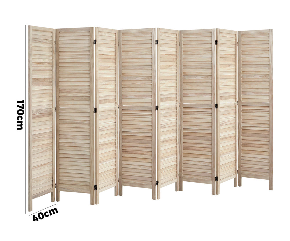 8 Panel Timber Wooden Room Divider Natural