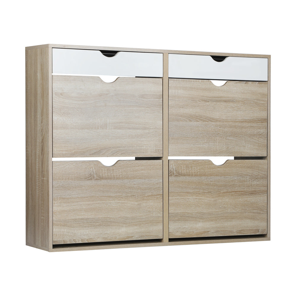 Shoe Storage Cabinet with 4 Compartments and 2 Drawers