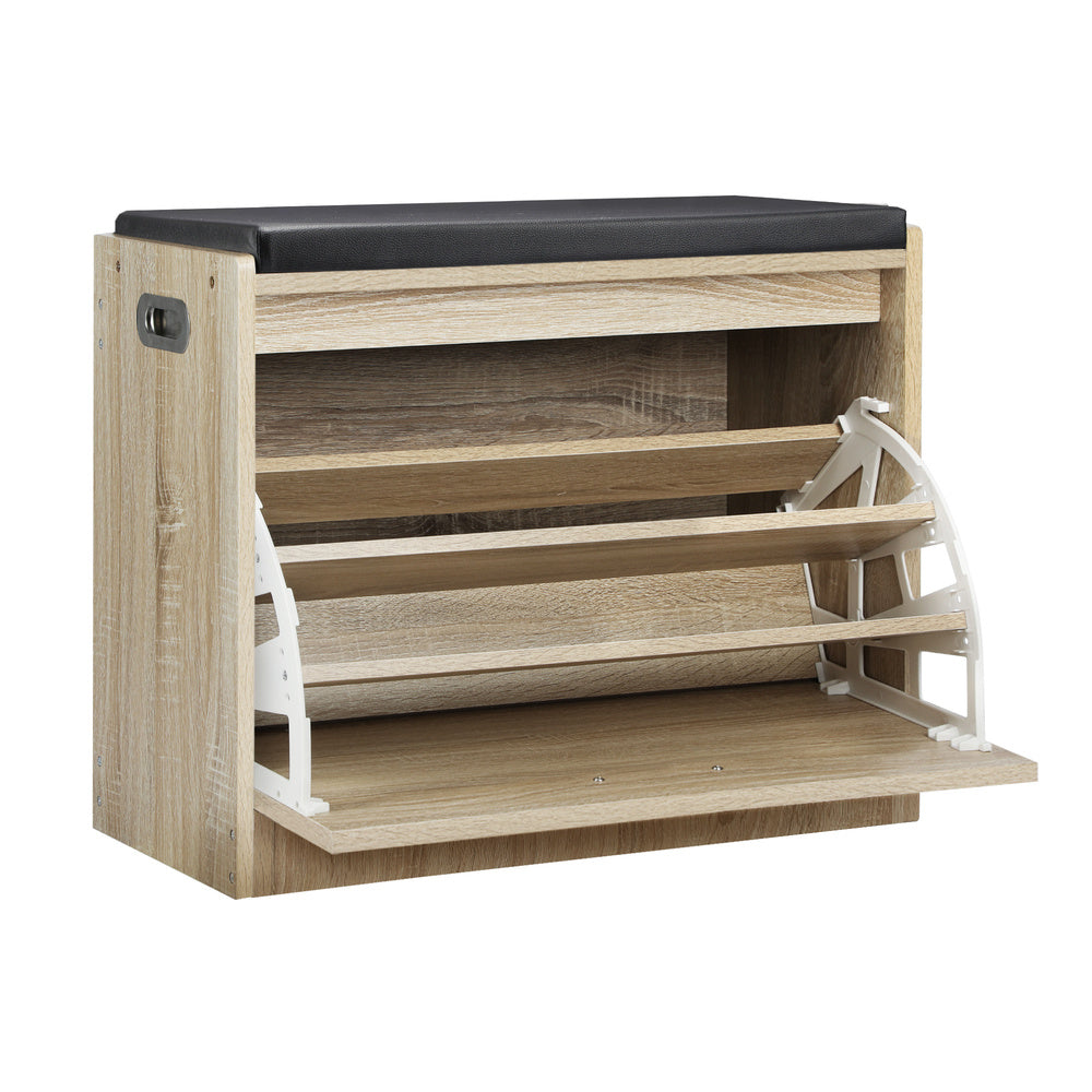 Wooden Shoe Storage Bench with PU Seat