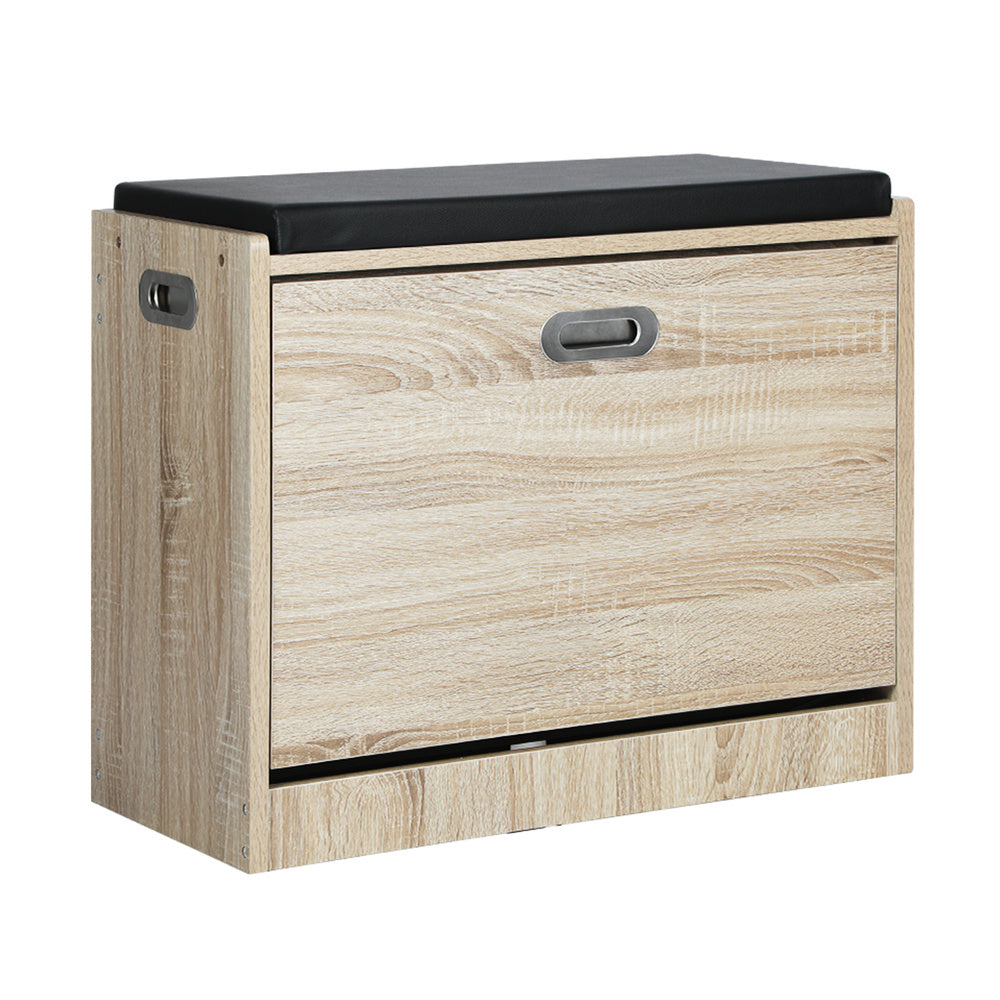 Wooden Shoe Storage Bench with PU Seat