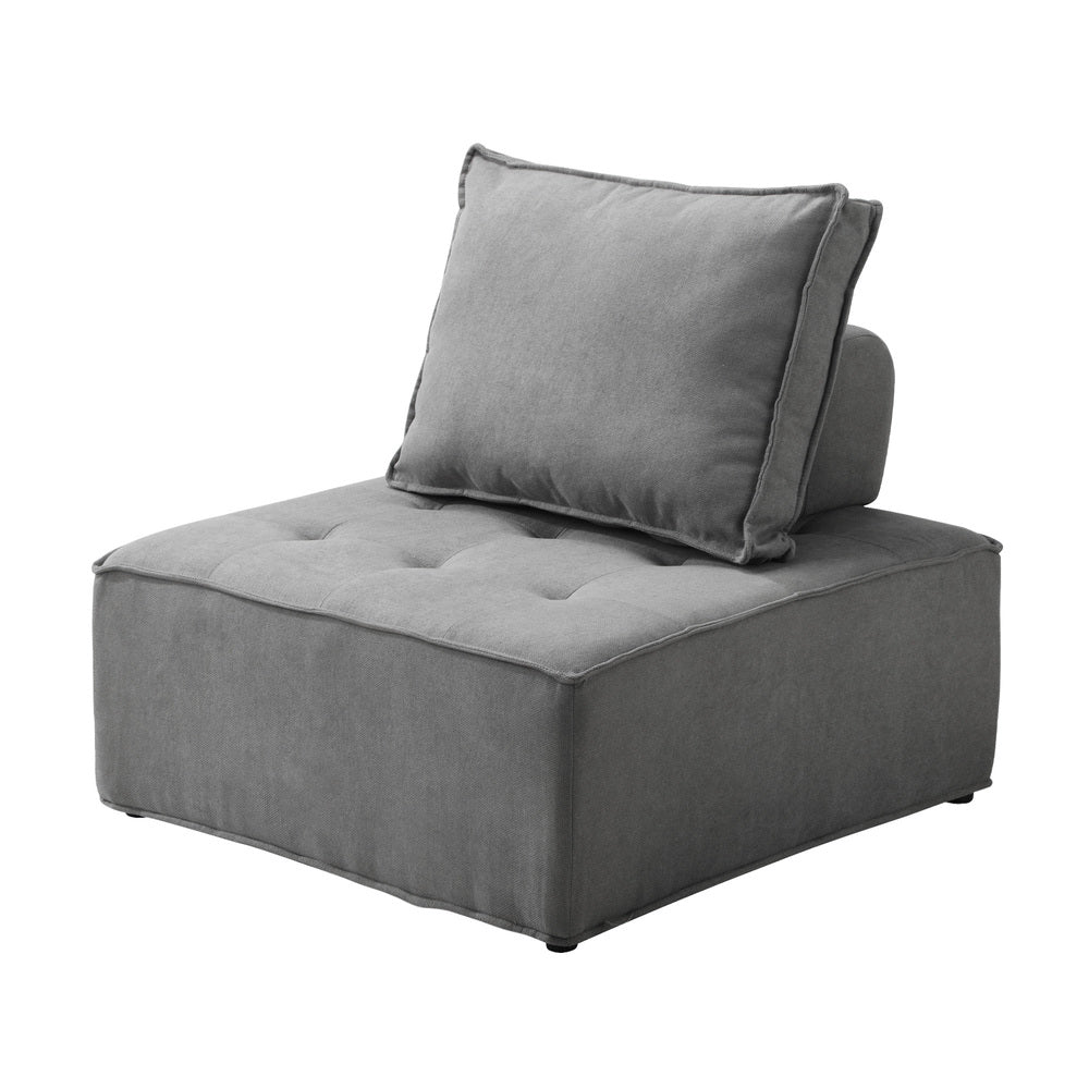 Modular Armless Sofa with Adjustable Backrest Grey