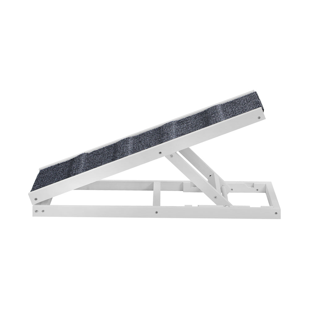Dog Ramp Adjustable Height Foldable 70cm White
