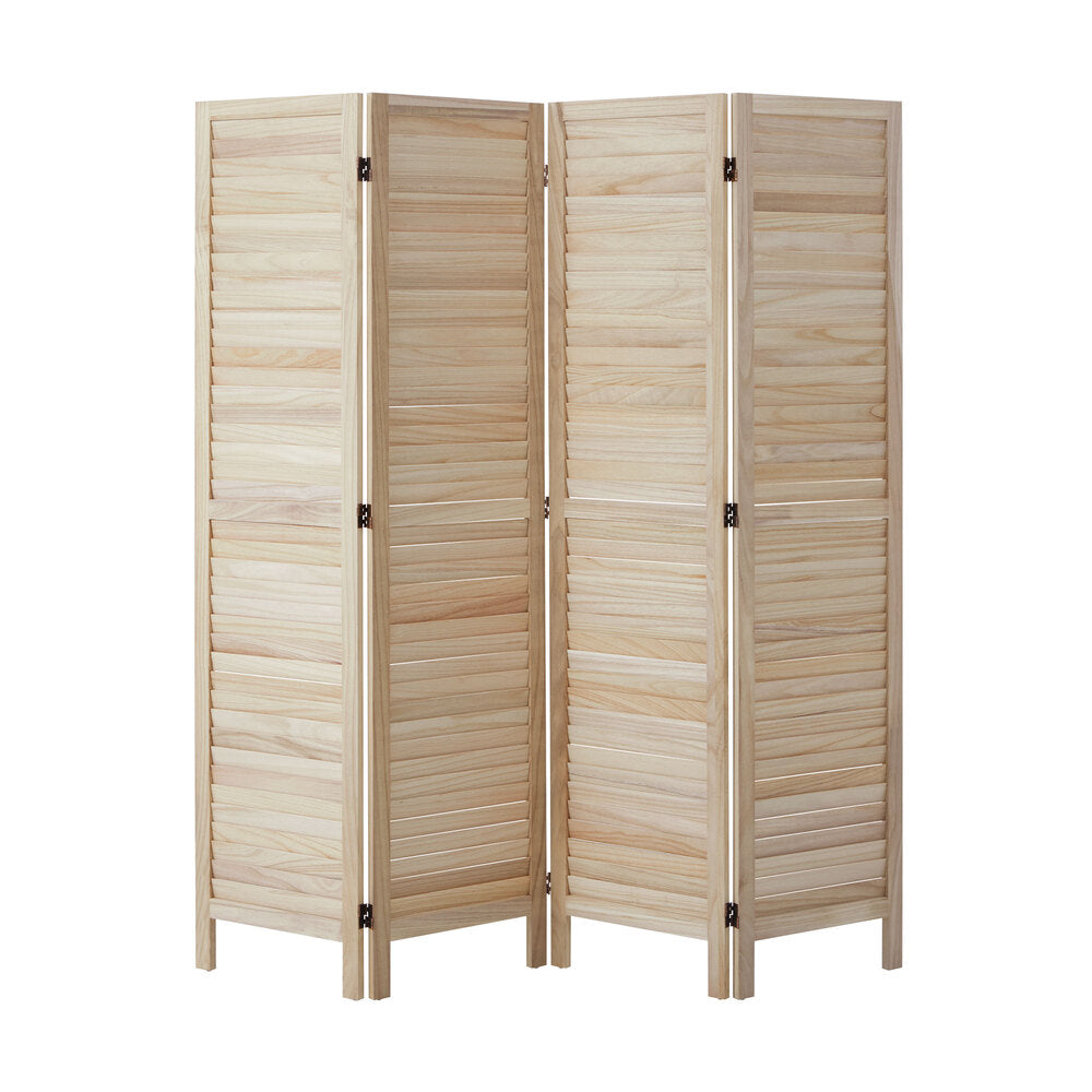 Oikiture 4 Panel Room Divider Timber Wooden Natural