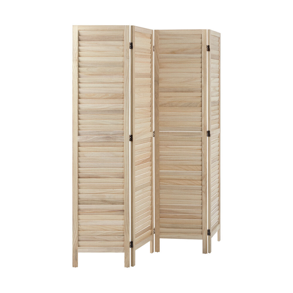 Oikiture 4 Panel Room Divider Timber Wooden Natural