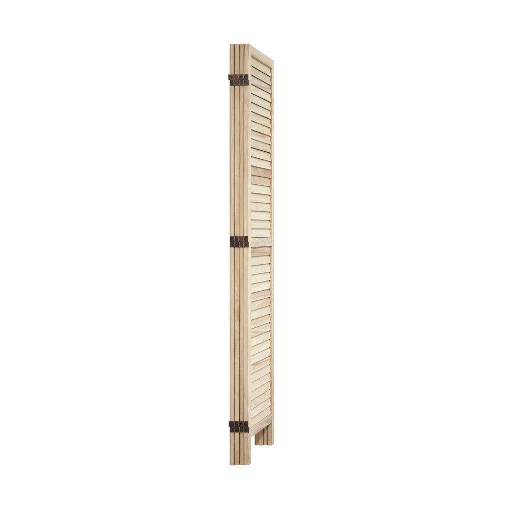 Oikiture 4 Panel Room Divider Timber Wooden Natural