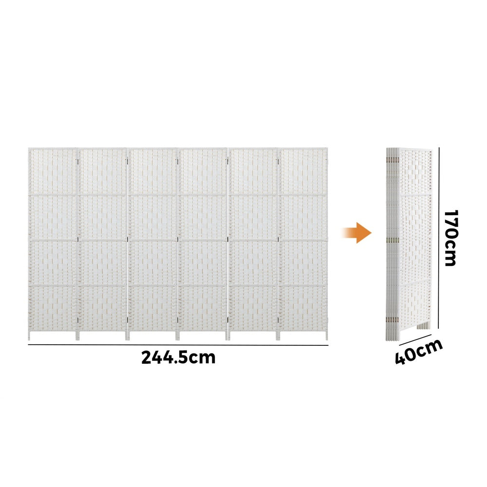 Room Divider 6 Panel Privacy Screen White
