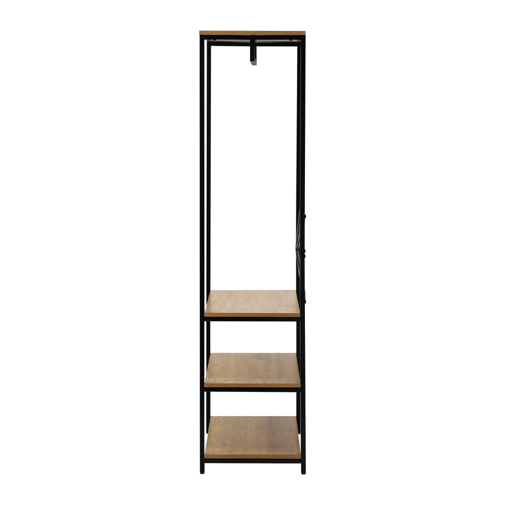 Open Wardrobe with Metal Hanging Rail and 4 Shelves