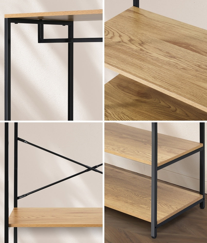 Open Wardrobe with Metal Hanging Rail and 4 Shelves