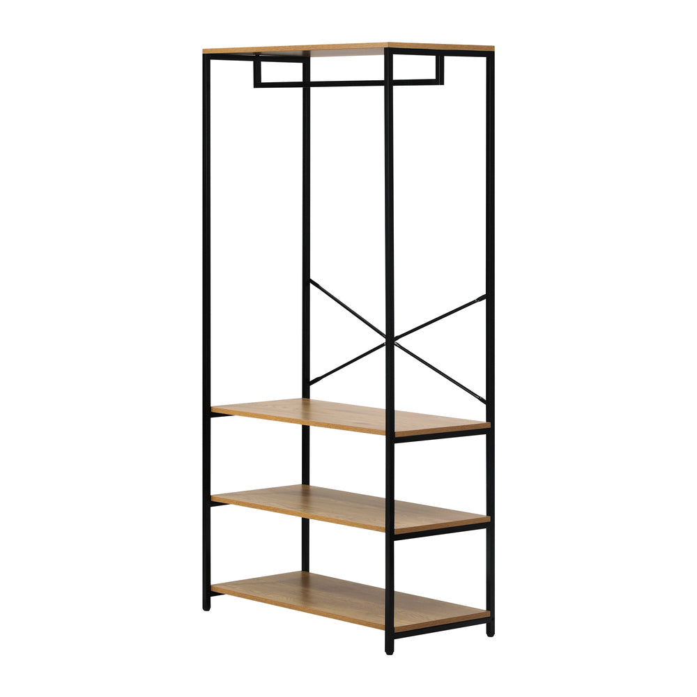 Open Wardrobe with Metal Hanging Rail and 4 Shelves