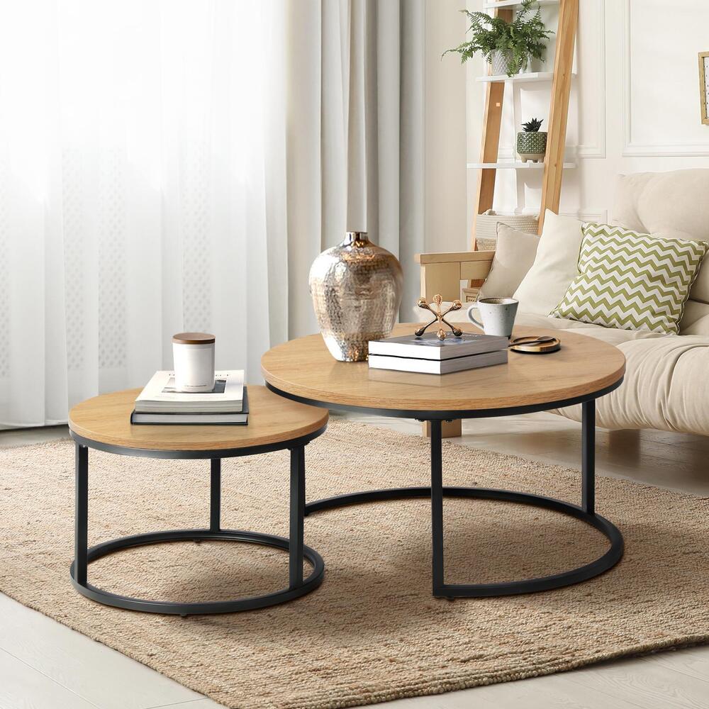 Set of 2 Round Nesting Coffee Tables