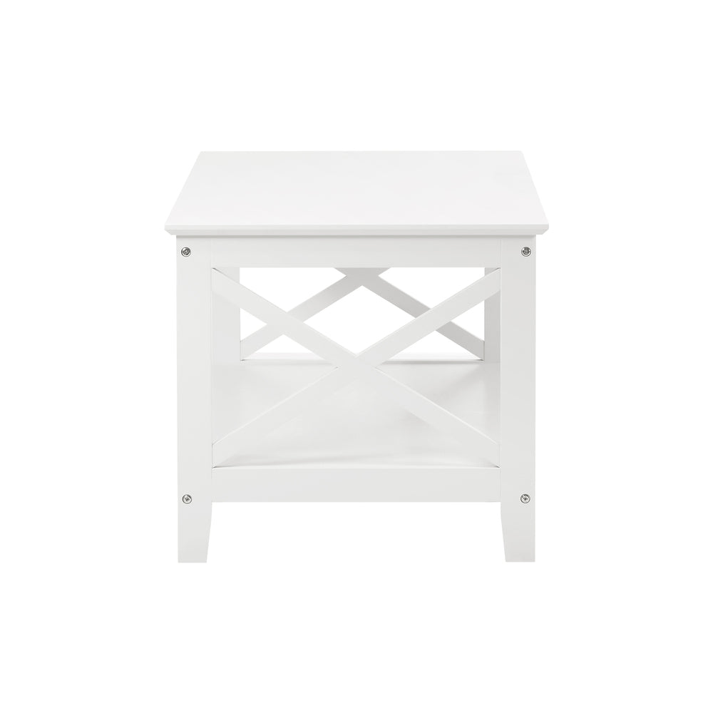 Coffee Table with Storage Rack 2-Tier White