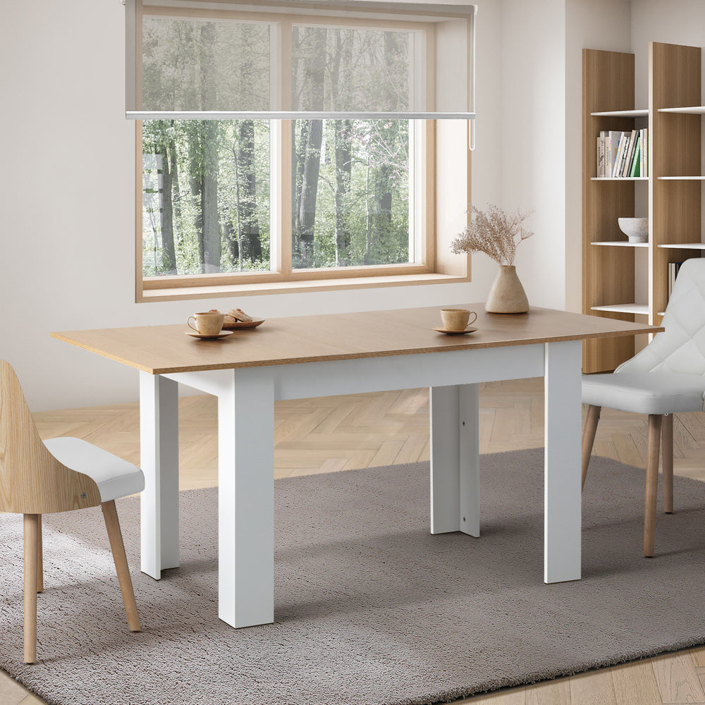 Extendable Wooden and White Dining Table 160cm
