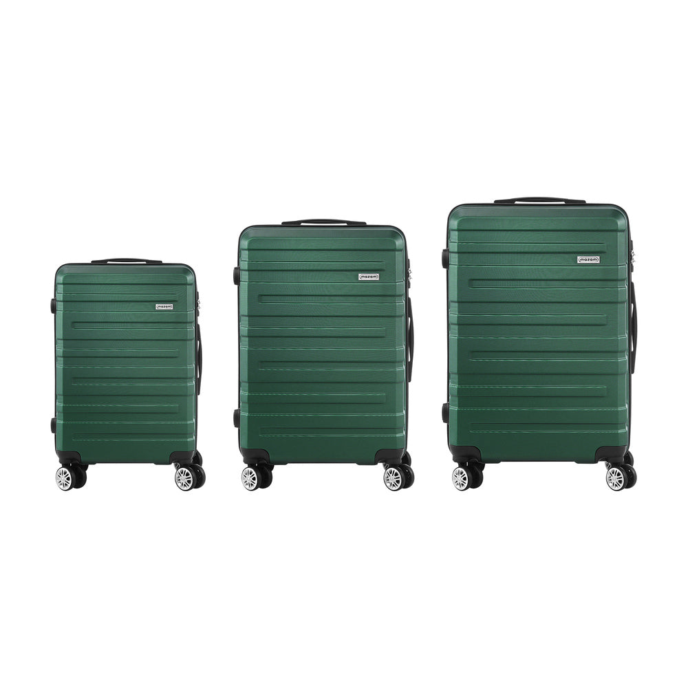 3pcs Hard Case Luggage Set with TSA Lock Green