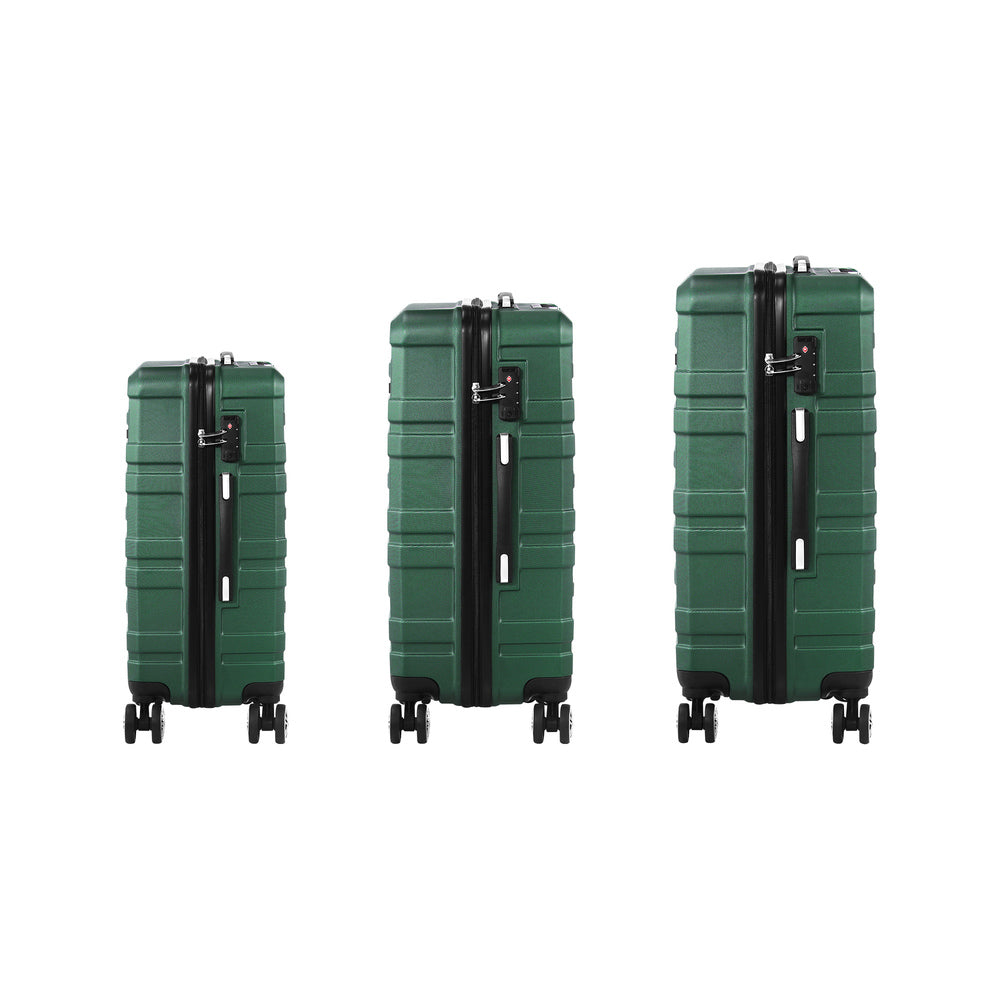 3pcs Hard Case Luggage Set with TSA Lock Green