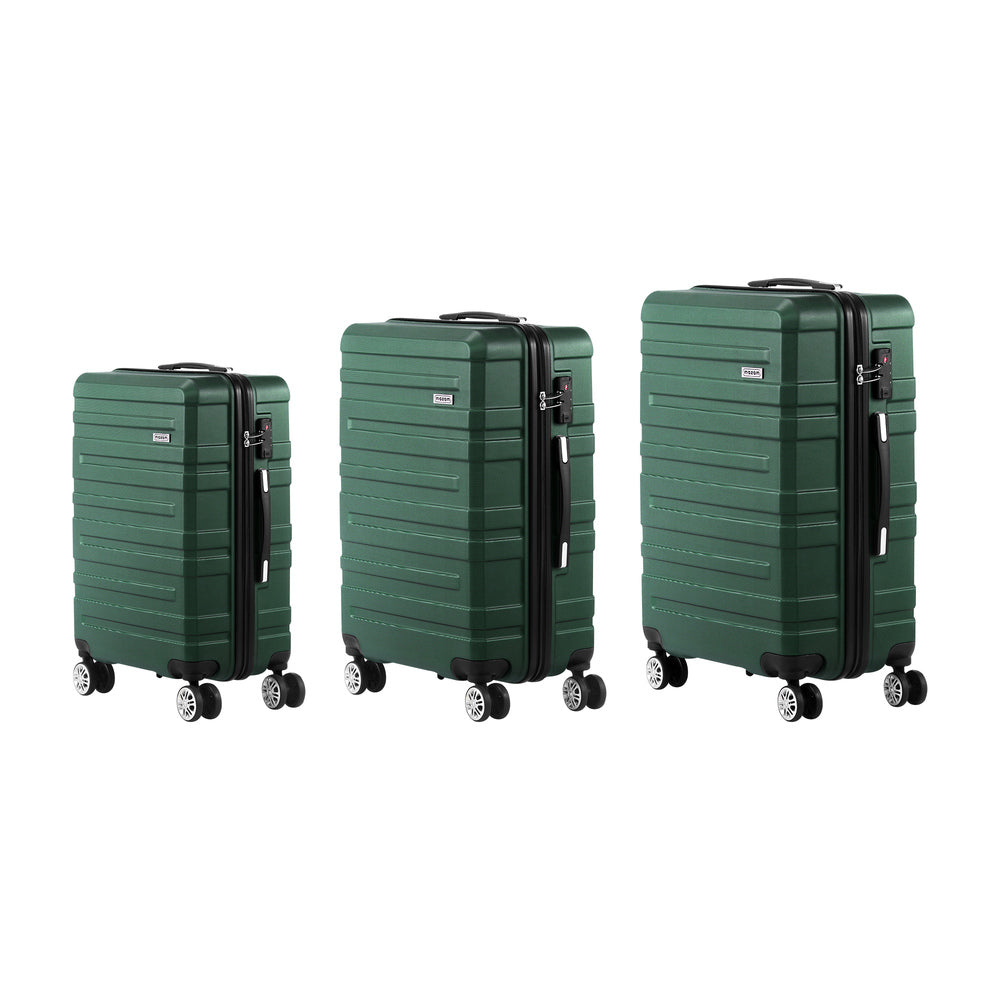 3pcs Hard Case Luggage Set with TSA Lock Green