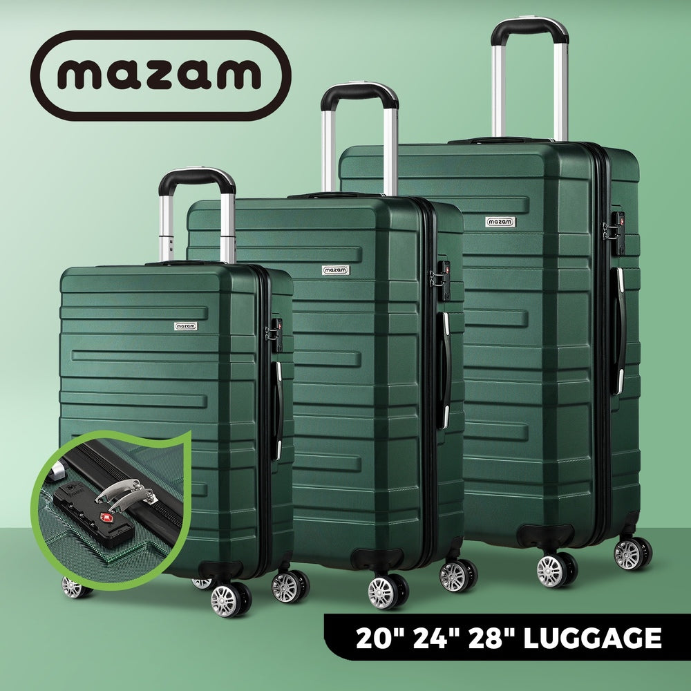 3pcs Hard Case Luggage Set with TSA Lock Green
