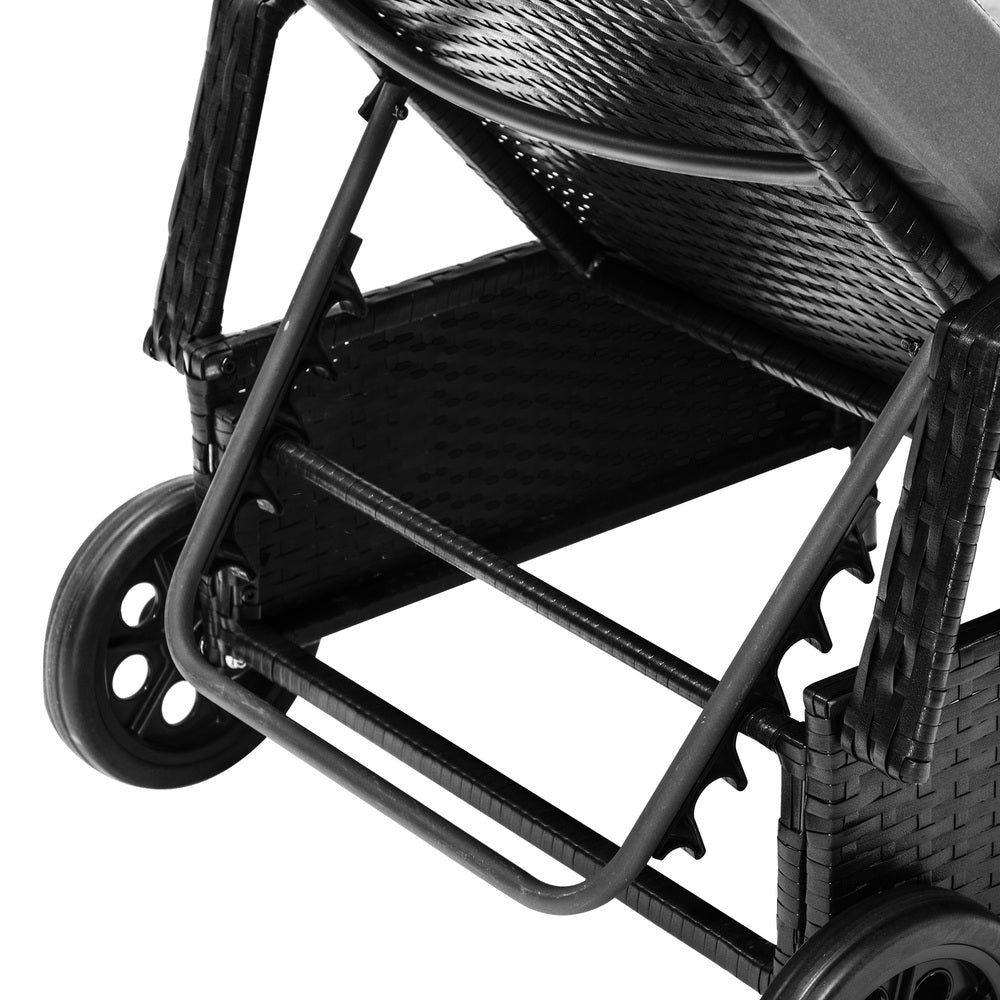 Black Sun Lounger with Wheels