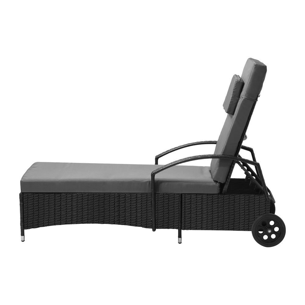 Black Sun Lounger with Wheels