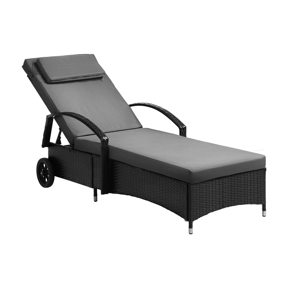 Black Sun Lounger with Wheels