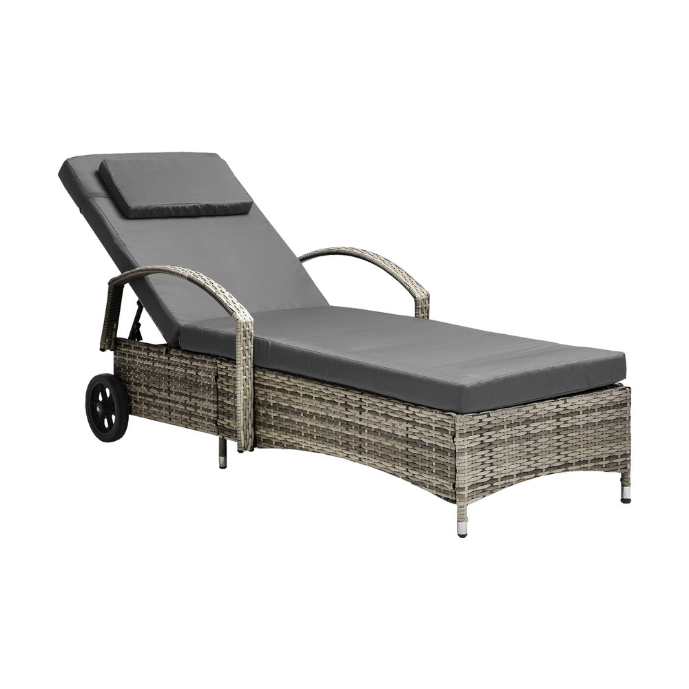 Grey Sun Lounger with Wheels