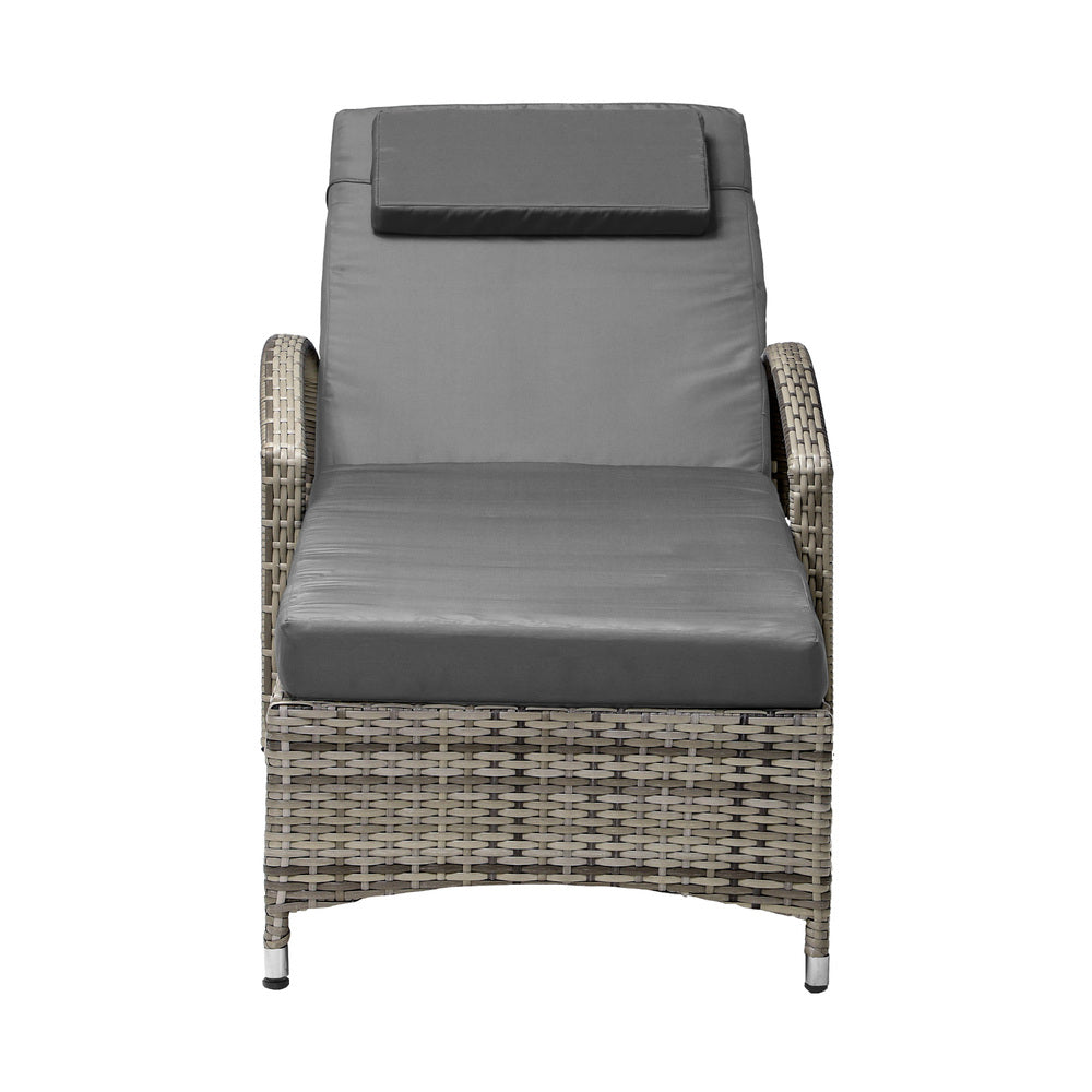Grey Sun Lounger with Wheels