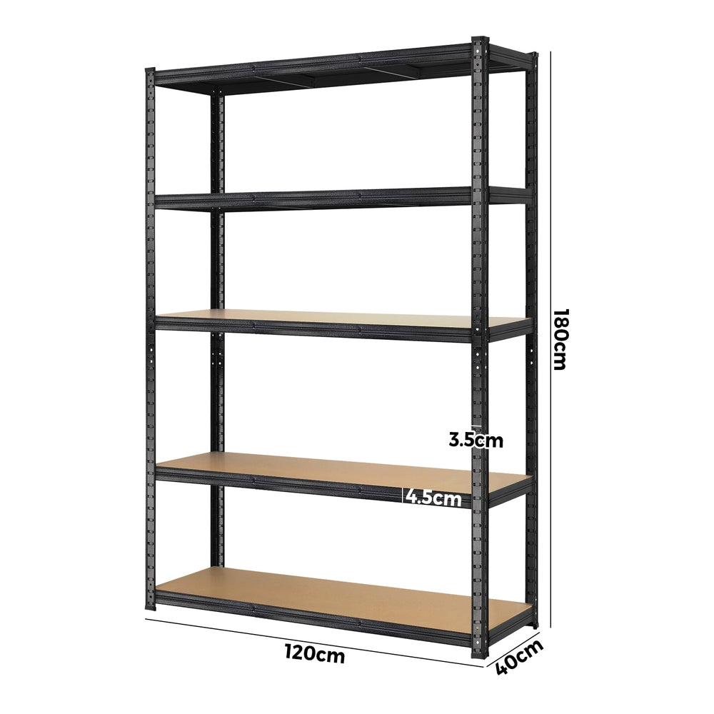 2pcs Warehouse Storage Racks 1.8m Black