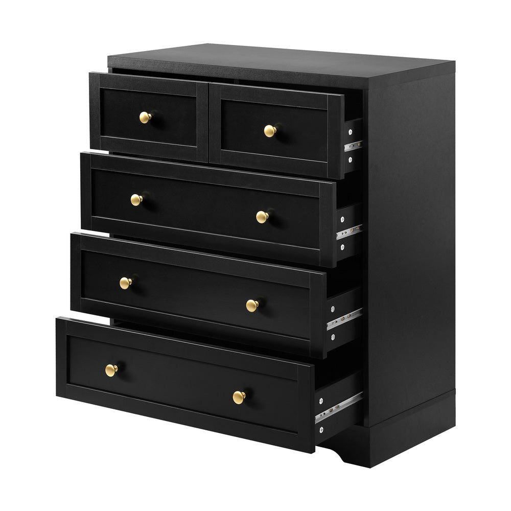Black Chest of 5 Drawers