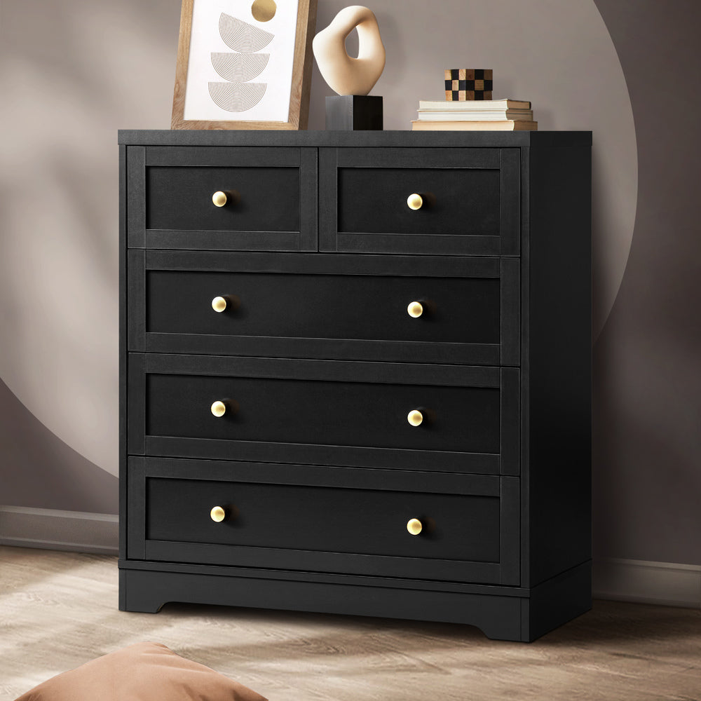 Black Chest of 5 Drawers