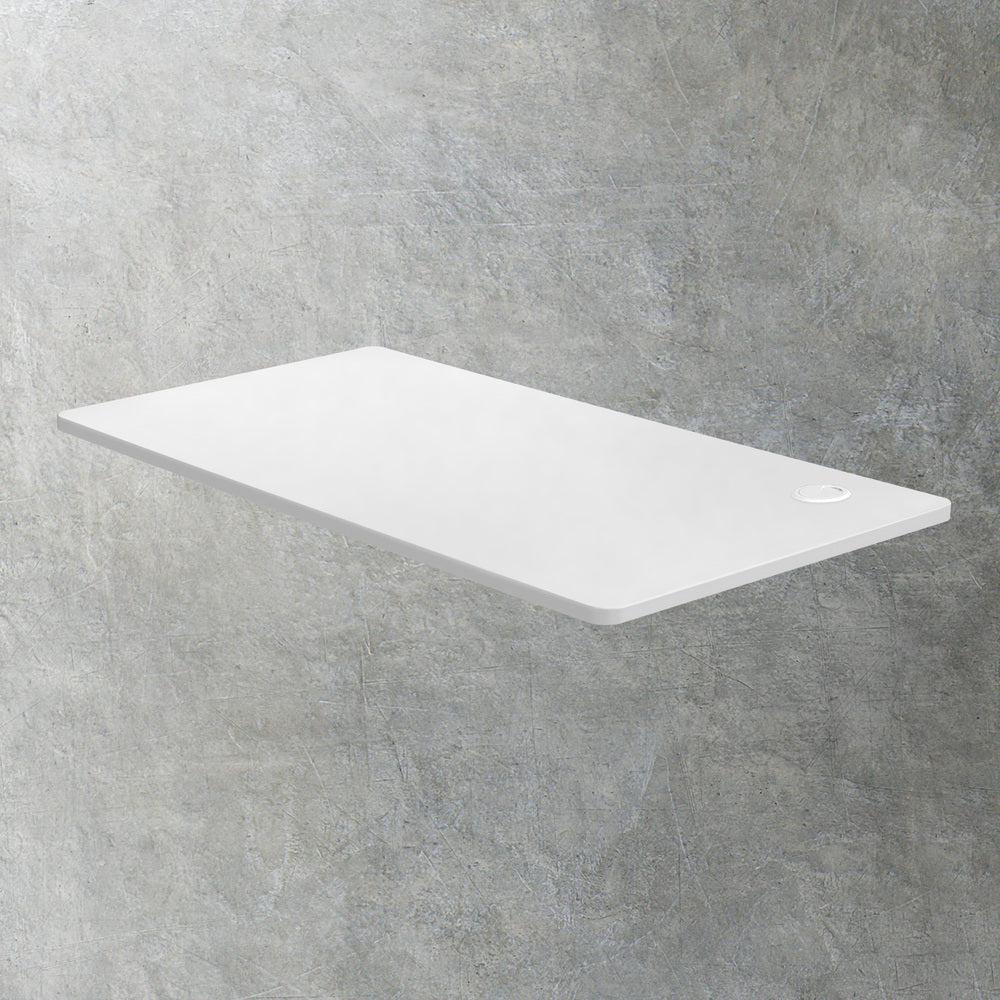 White Standing Desk Top with Drilled Hole 140x70cm