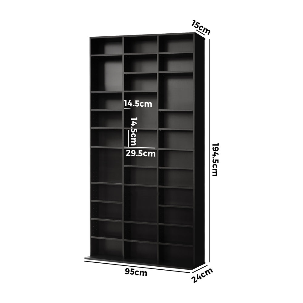 Adjustable Black Media Display Shelf for 1044 CDs/DVD