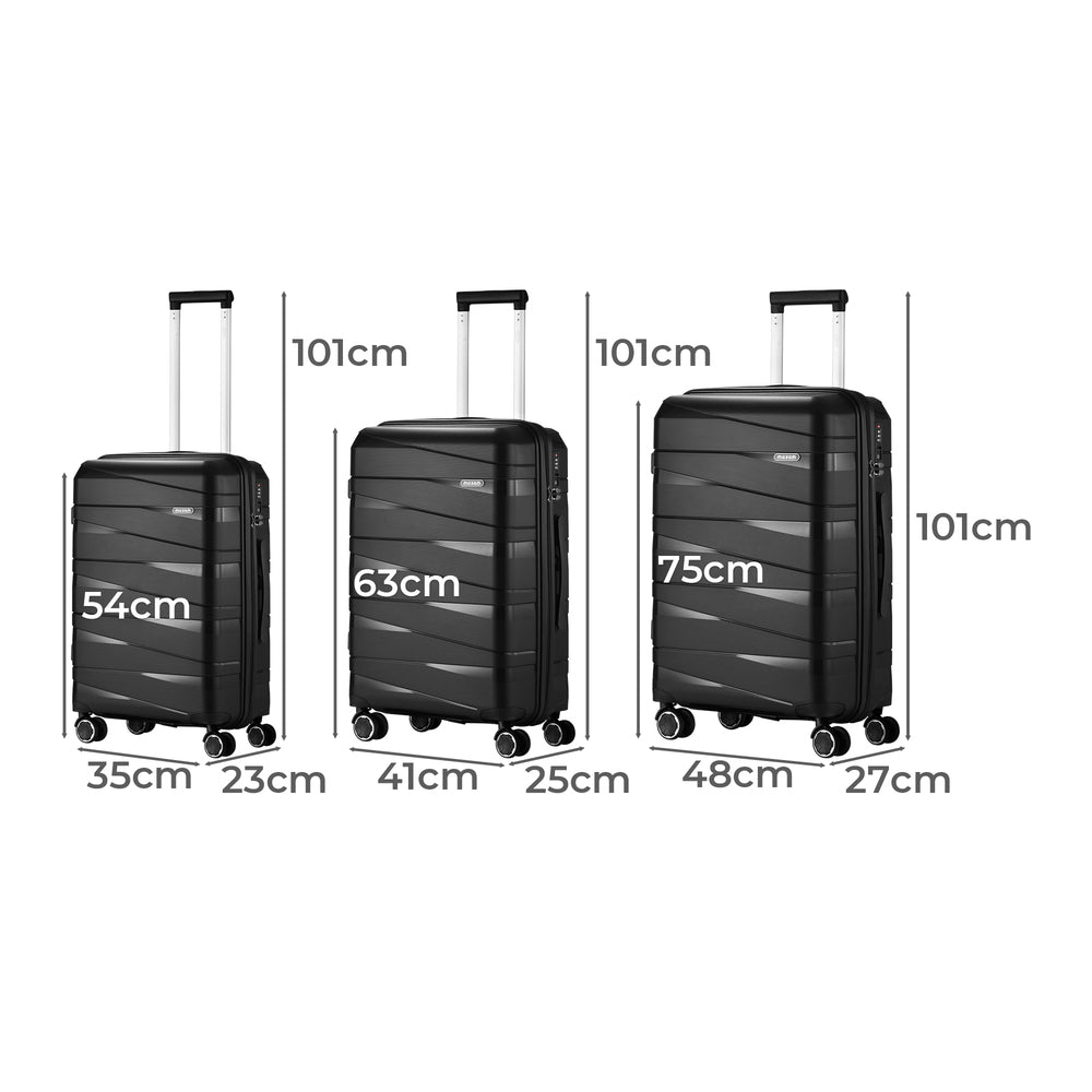 3pcs Luggage Set Travel Suitcase with TSA Lock Black