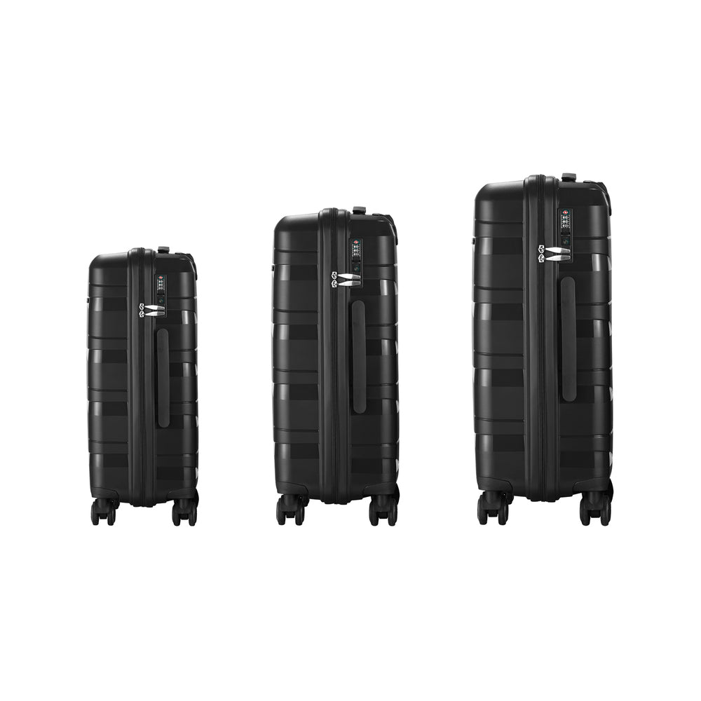 3pcs Luggage Set Travel Suitcase with TSA Lock Black