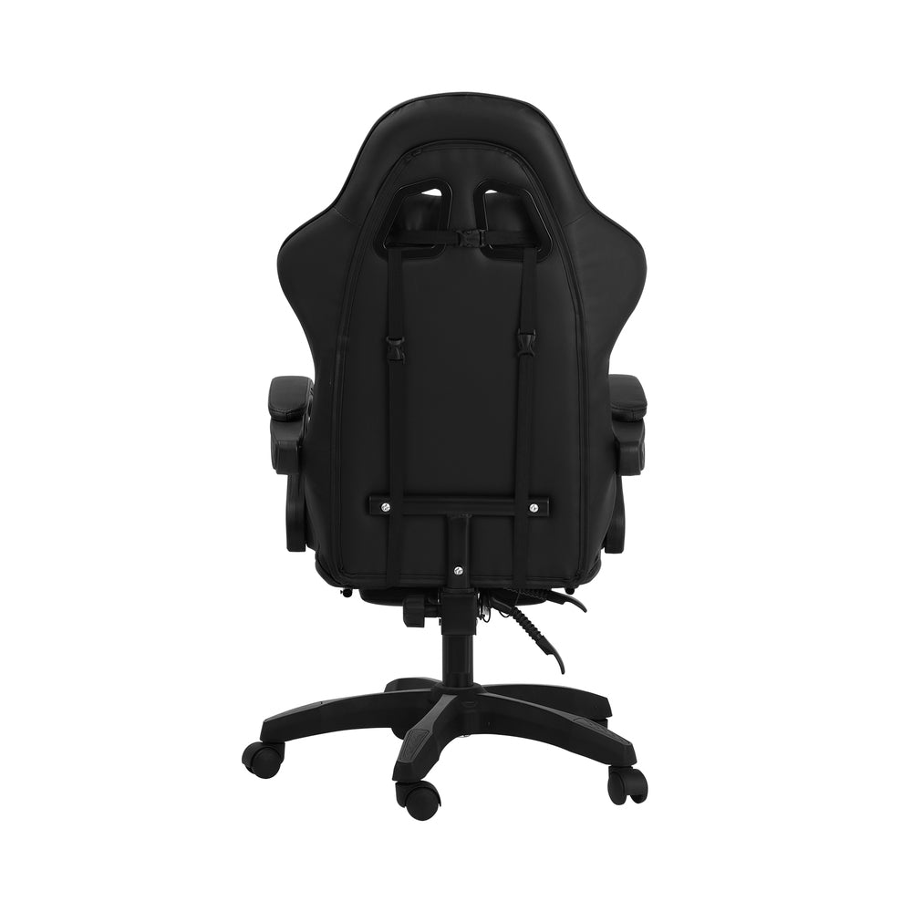 Black Gaming Chair with Footrest and Massage Pillow