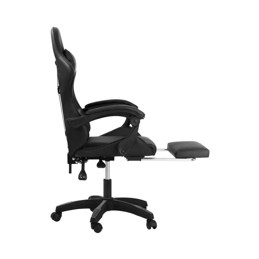 Black Gaming Chair with Footrest and Massage Pillow