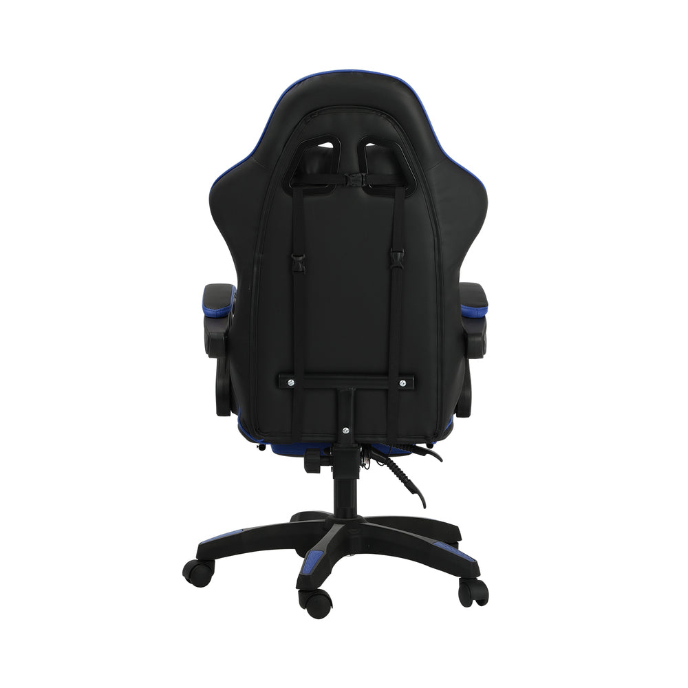Gaming Chair with Footrest and Massage Pillow Black and Blue