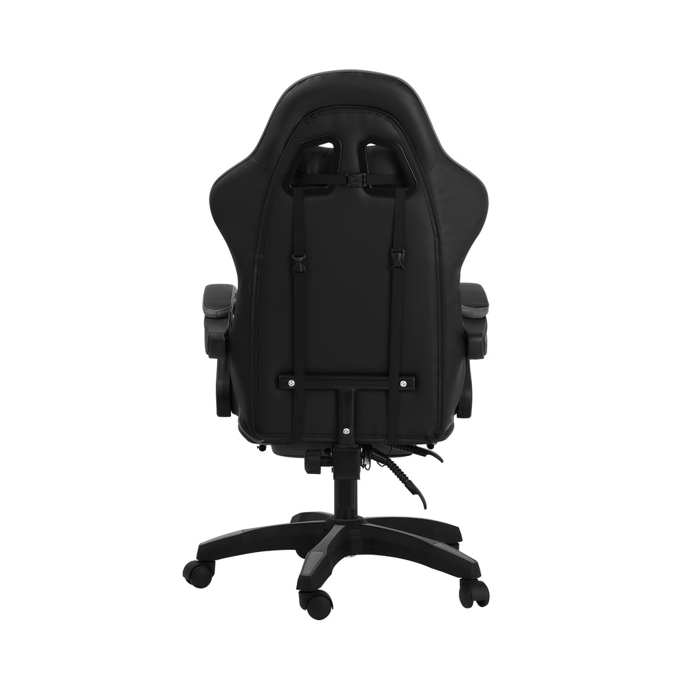 Gaming Chair with Footrest and Massage Pillow Black and Grey