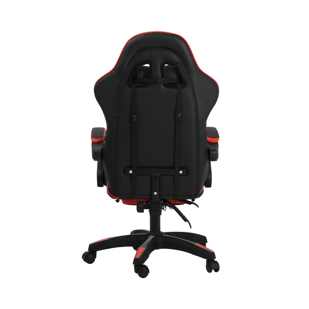 Gaming Chair with Footrest and Massage Pillow Black and Red