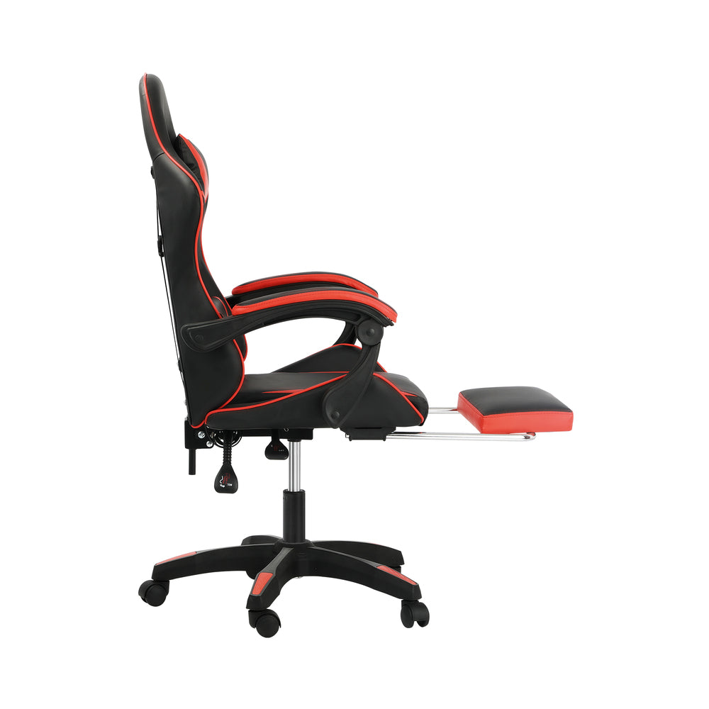 Gaming Chair with Footrest and Massage Pillow Black and Red