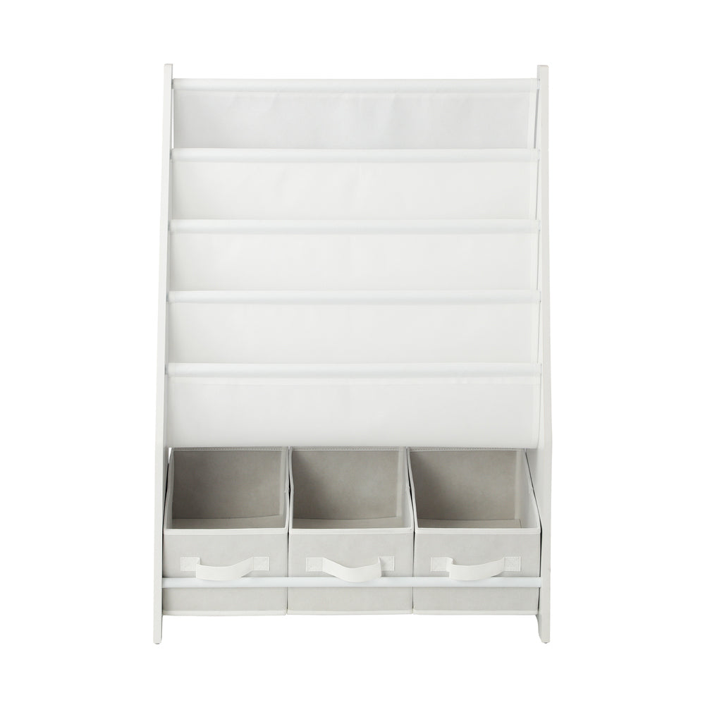Kids Storage Rack 4 Tier with 3 Boxes White