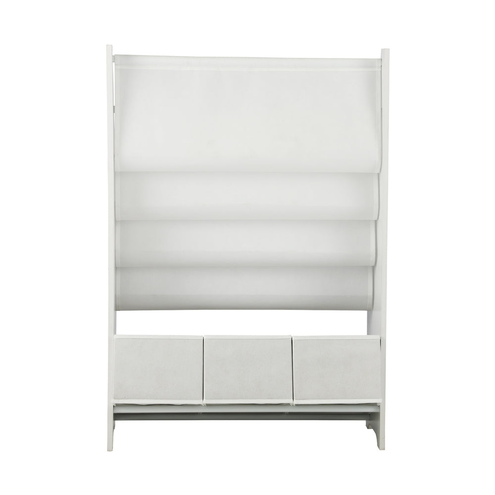 Kids Storage Rack 4 Tier with 3 Boxes White