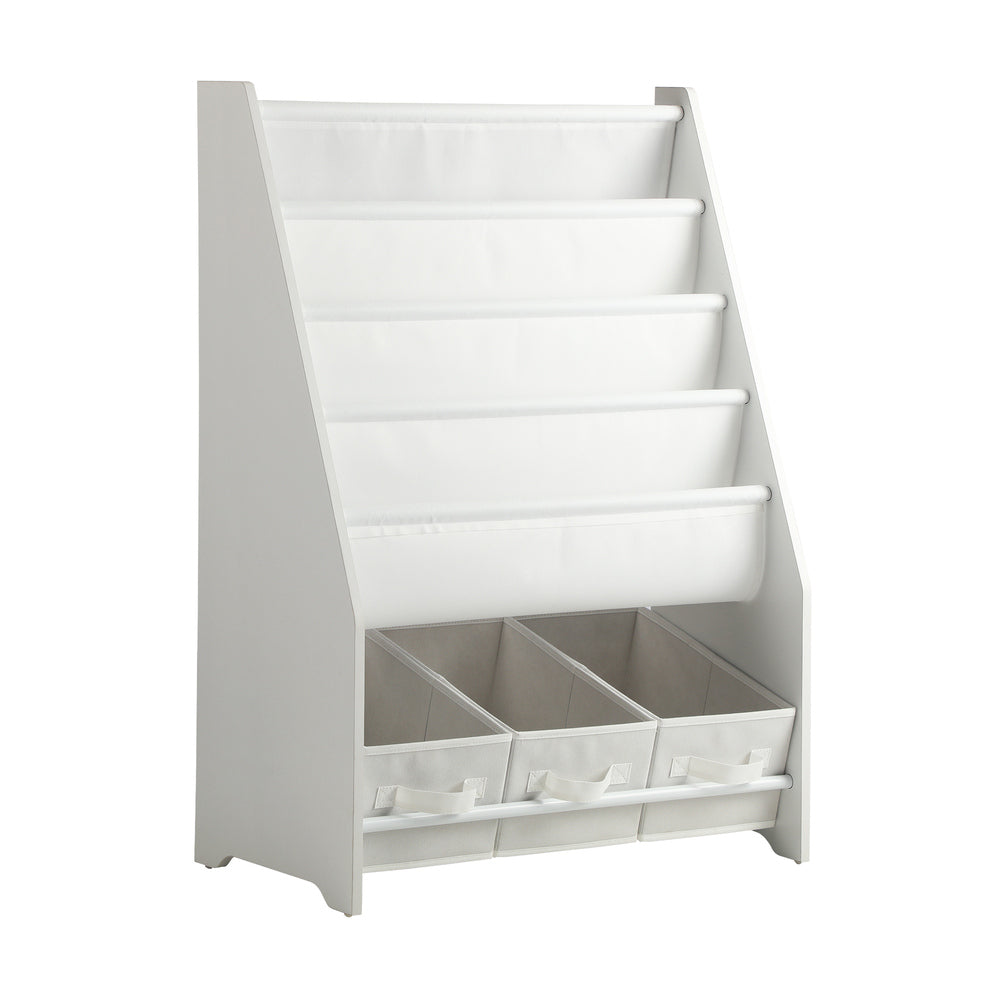 Kids Storage Rack 4 Tier with 3 Boxes White