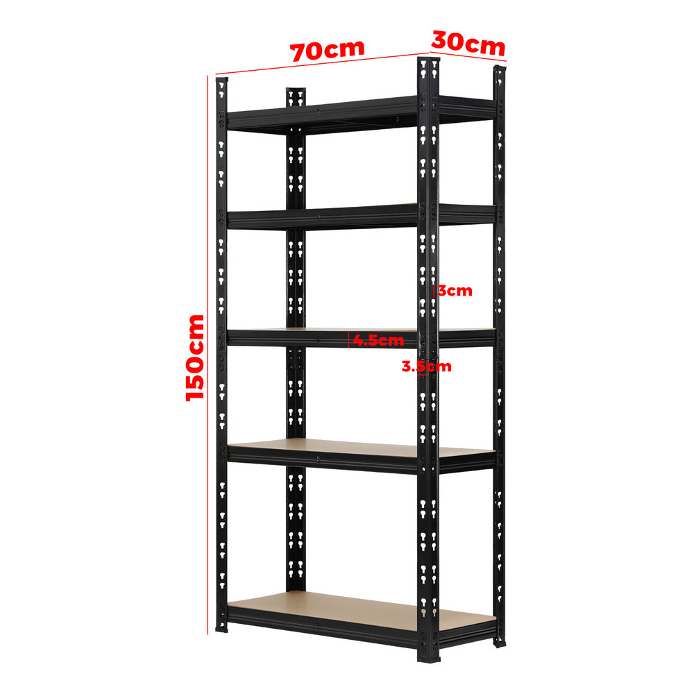 1.5m Adjustable 5 Tier Warehouse Storage Racks Set of 4