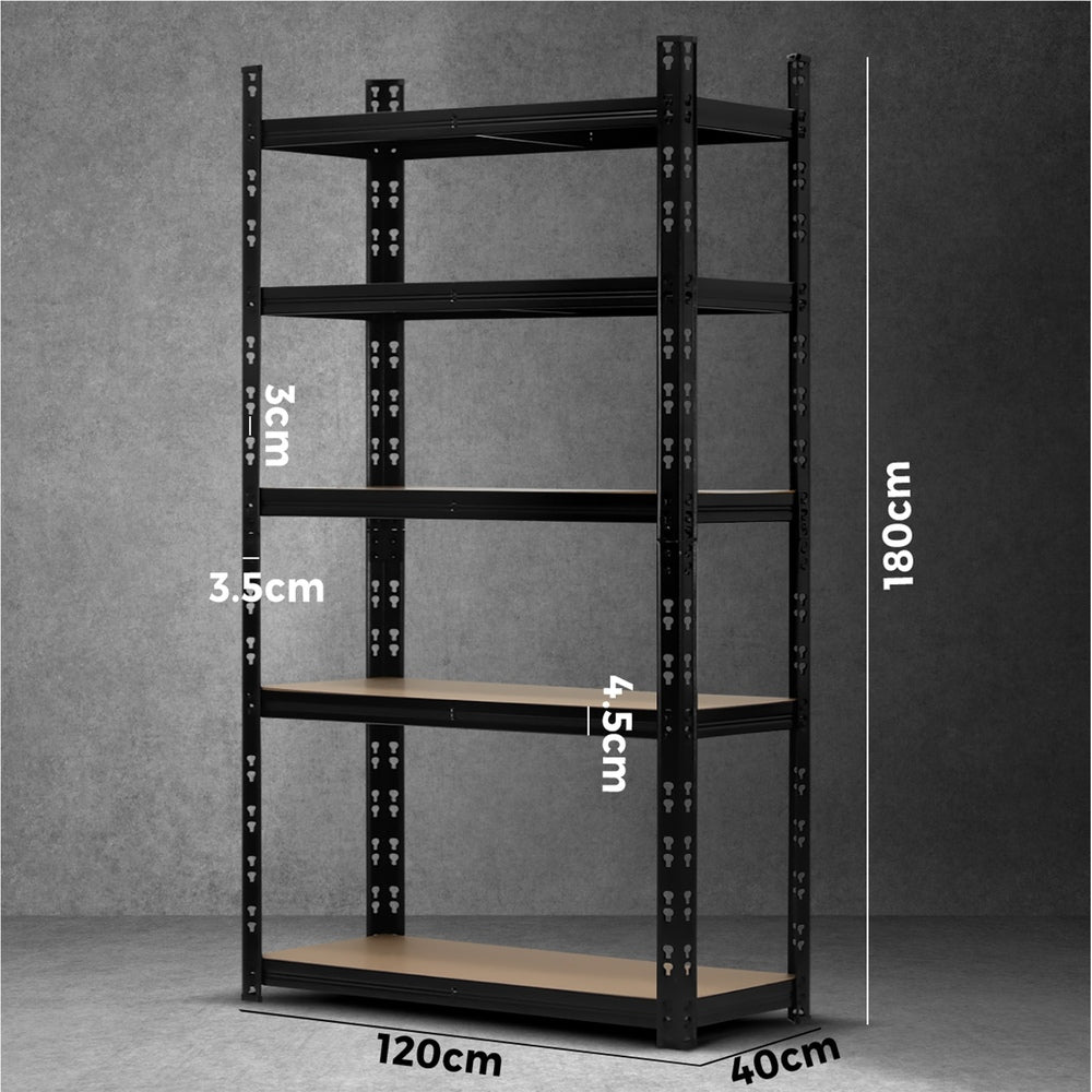 Black Warehouse Storage Shelf with Steel Frame 1.8cm