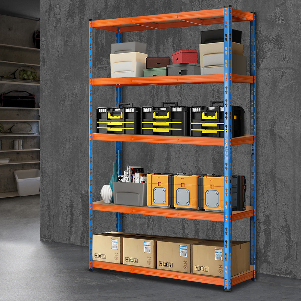 1.8cm Warehouse Storage Shelf with Steel Frame Orange and Blue