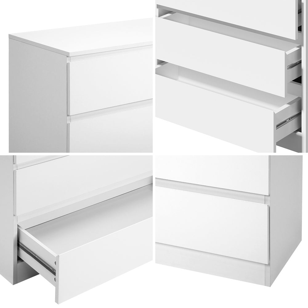 White Lowboy Chest of 3 Drawers Handle Free