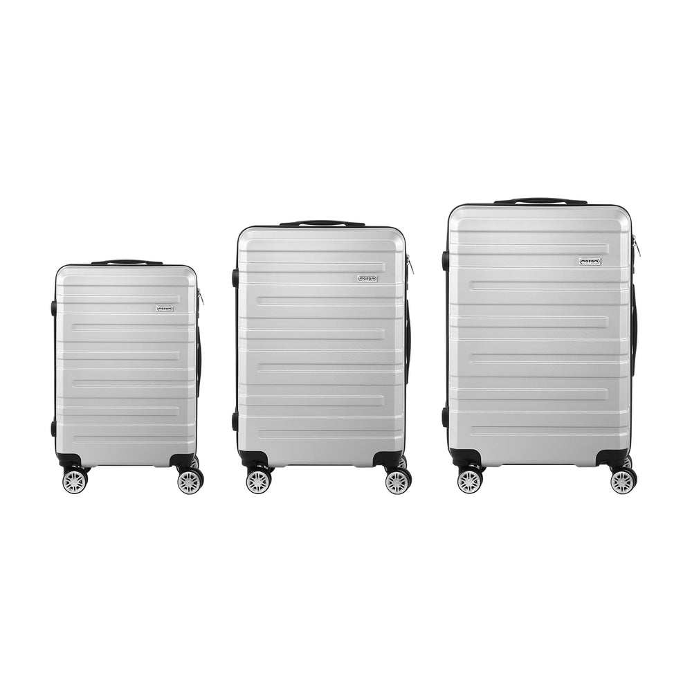 Set of 3 Silver Hard Case Luggage with TSA Lock