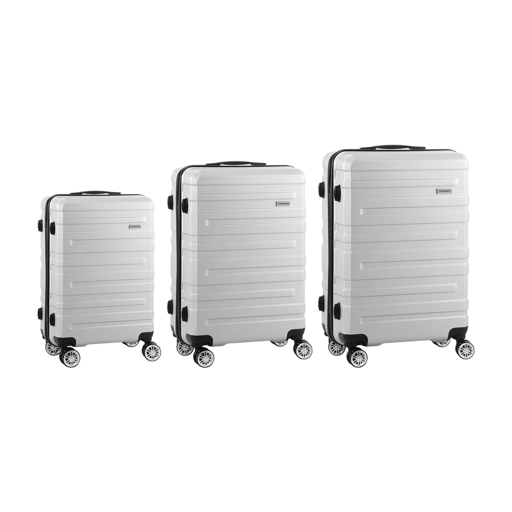 Set of 3 Silver Hard Case Luggage with TSA Lock