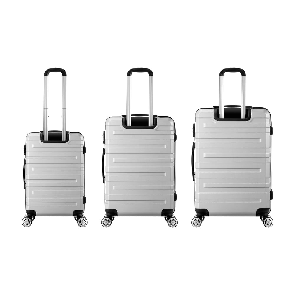 Set of 3 Silver Hard Case Luggage with TSA Lock